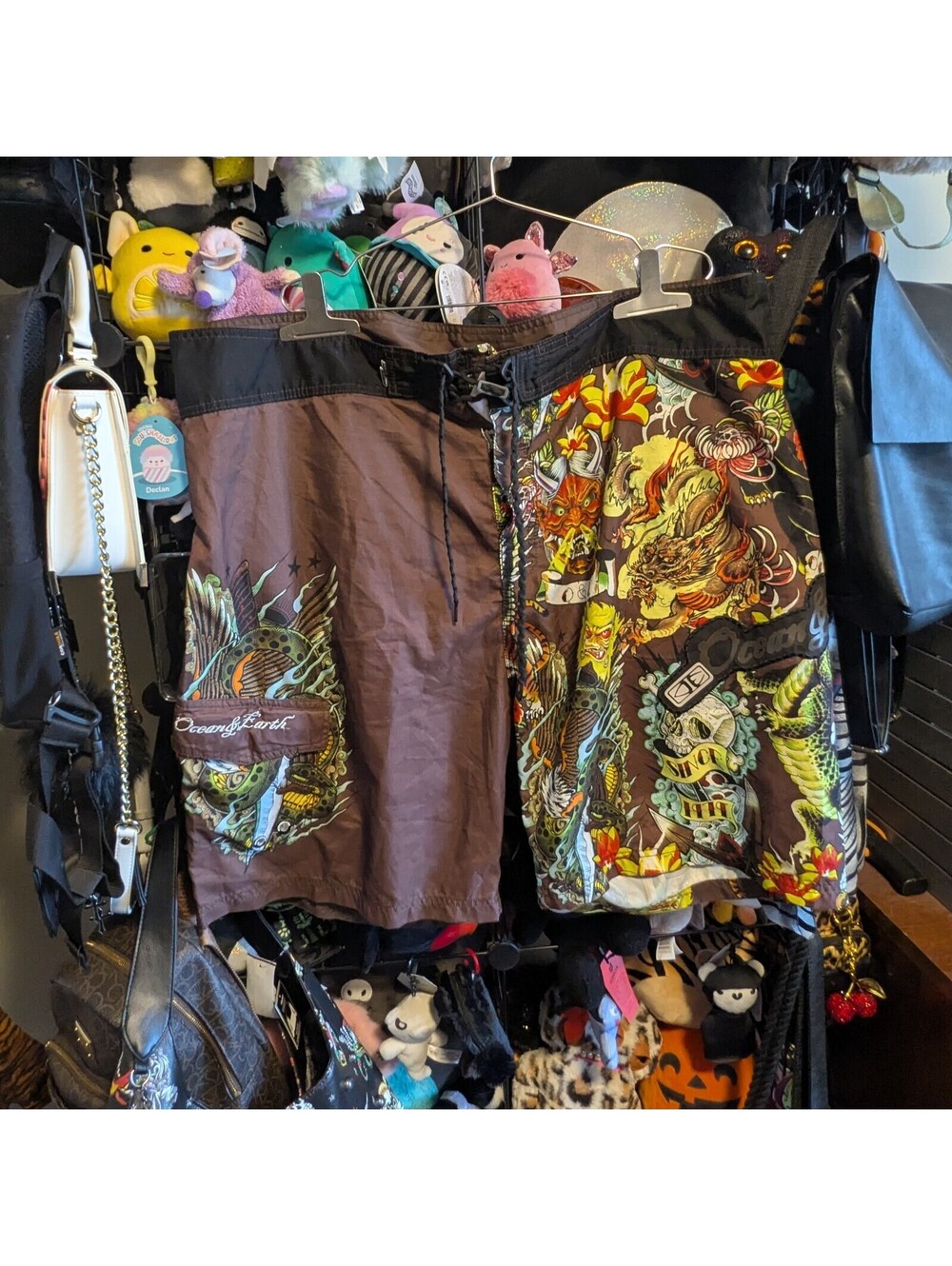 Ocean Earth Japanese Tattoo Dragon Oni Graphic Board Shorts